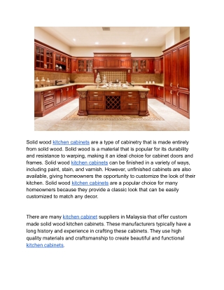 Custom Made Solid Wood Kitchen Cabinet Malaysia Supplier & Makers