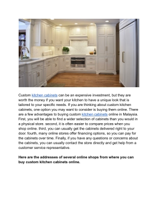 Shop custom kitchen Cabinet online in malaysia at best price