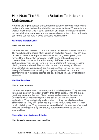 7 Hex Nuts The Ultimate Solution To Industrial Maintenance