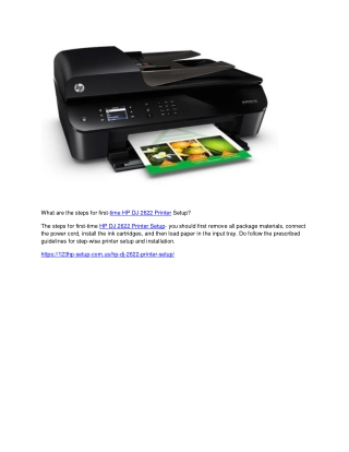 What are the steps for first-time HP DJ 2622 Printer Setup?