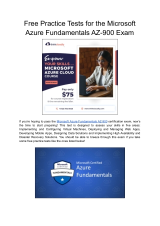 Free Practice Tests for the Microsoft Azure Fundamentals AZ-900 Exam