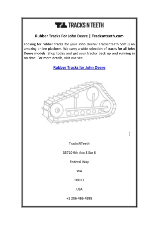 Rubber Tracks For John Deere  Tracksnteeth.com