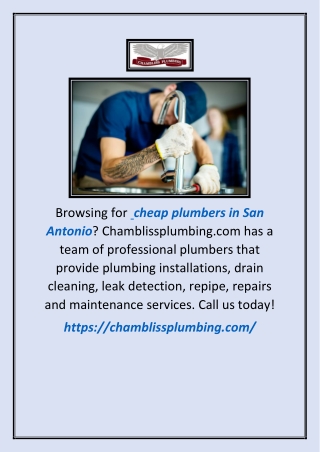 Cheap Plumbers In San Antonio | Chamblissplumbing.com