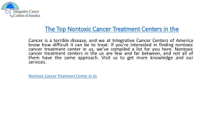 The Top Nontoxic Cancer Treatment Centers in the Us | Integrativecancercentersof