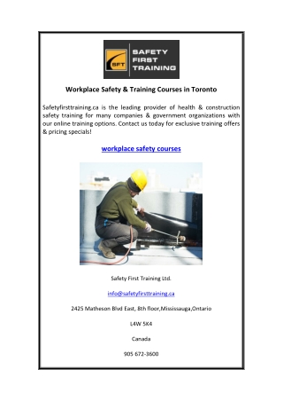 Workplace Safety & Training Courses in Toronto