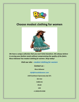 Choose modest clothing for women