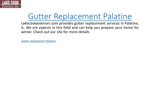 Gutter Replacement Palatine  Lakecookexteriors.com