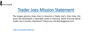 Trader Joes Mission Statement  Bstrategyhub.com