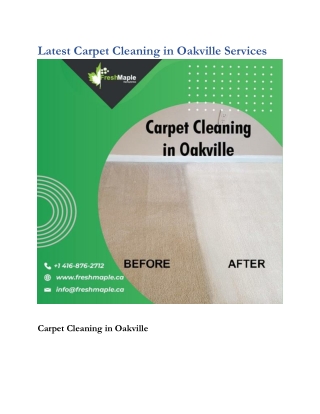 Latest Carpet Cleaning in Oakville Services