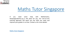 Maths Tutor Singapore  Nanyangacademics.sg
