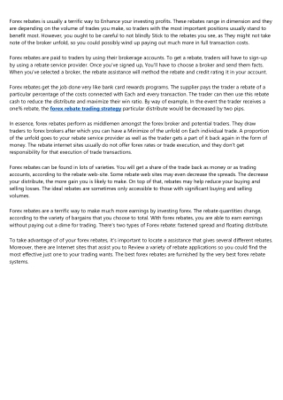 Rebate Or Cash Back On Currency Trading To Consider