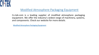 Modified Atmosphere Packaging Equipment  Cv-tek.com