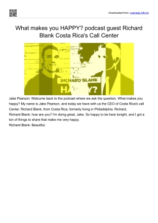 What makes you HAPPY? podcast guest Richard Blank Costa Ricas Call Center