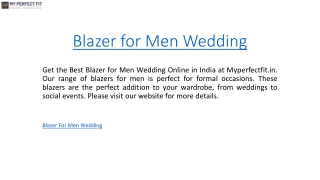 Blazer for Men Wedding  Myperfectfit.in