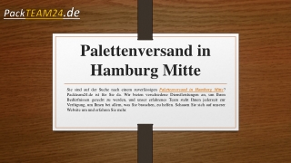 Palettenversand in Hamburg Mitte | Packteam24.de