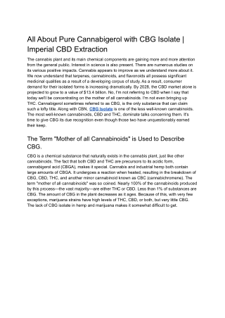 All About Pure Cannabigerol with CBG Isolate | Imperial CBD Extraction