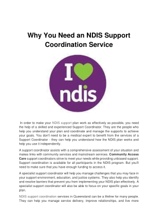 Why You Need an NDIS Support Coordination Service