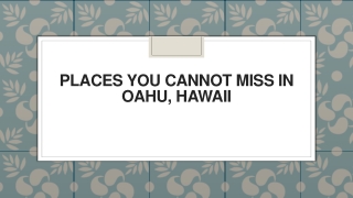 Places you Cannot Miss in Oahu, Hawaii