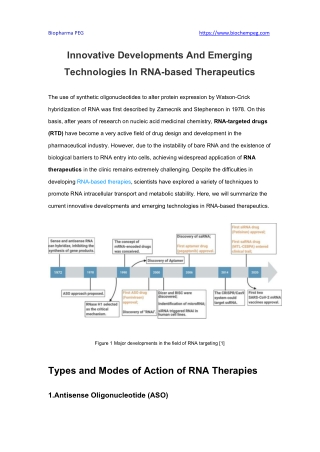 Innovative Developments And Emerging Technologies In RNA-based Therapeutics