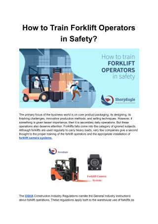 How to Train Forklift Operators in Safety