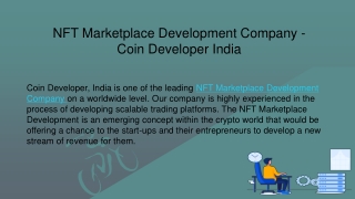 NFT Marketplace Development Company - Coin Developer India