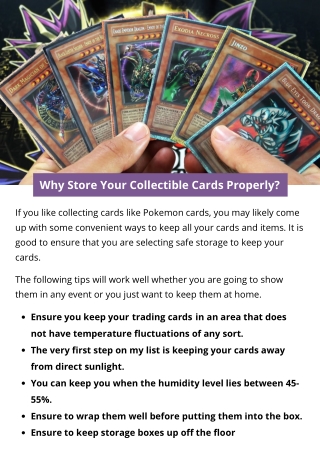 Why Store Your Collectible Cards Properly?