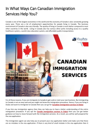 In What Ways Can Canadian Immigration Services Help You