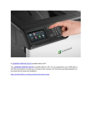Is LEXMARK PRINTER SETUP possible without CD?