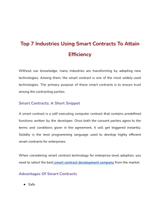 Top 7 Industries Using Smart Contracts To Attain Efficiency