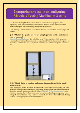 Comprehensive guide to configuring Materials Testing Machine in 3 steps