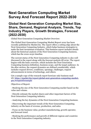 Next Generation Computing Market Survey And Forecast Report 2022-2030