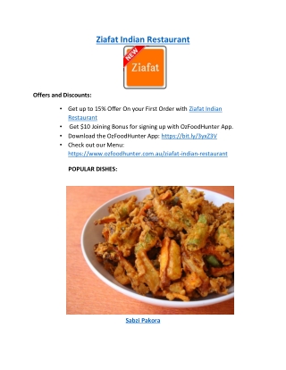 15% Off - Ziafat Indian Restaurant Camden Delivery, NSW