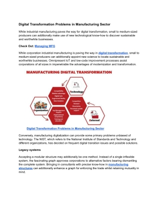 Managing MFG : Digital Transformation Problems in Manufacturing Sector