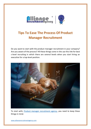 Product Manager Recruitment Agency - Alliance Recruitment Agency