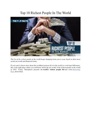 Top 10 Richest People In The World