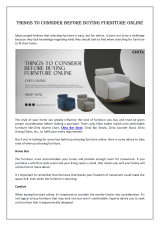 Things to Consider Before Buying Furniture Online