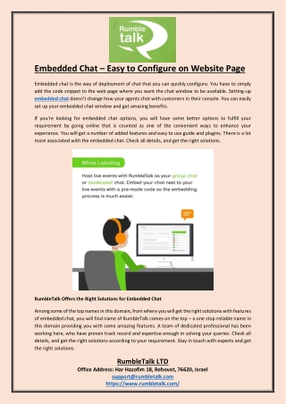 Embedded Chat Easy to Configure on Website Page
