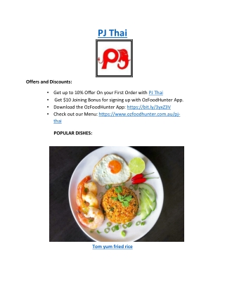 5% Offer - PJ Thai Restaurant Menu Armidale - Order now