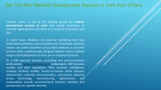 Get The Best Website Development Services in India from CFians