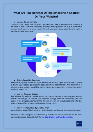 What Are The Benefits Of Implementing A Chatbot On Your Website?