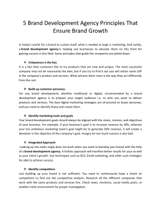 5 Brand Development Agency Principles That Ensure Brand Growth