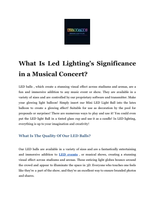 What Is Led Lighting’s Significance in a Musical Concert?