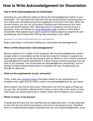 How to Write Acknowledgement for Dissertation