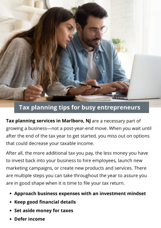 Tax planning tips for busy entrepreneurs