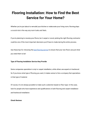 Flooring Installation_ How to Find the Best Service for Your Home_