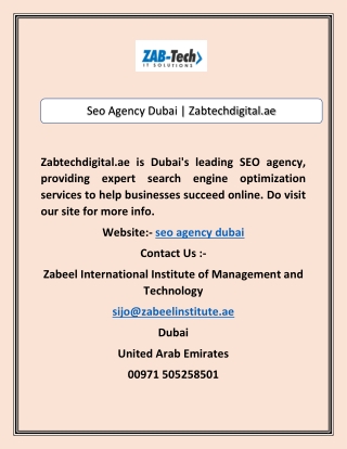Seo Agency Dubai | Zabtechdigital.ae