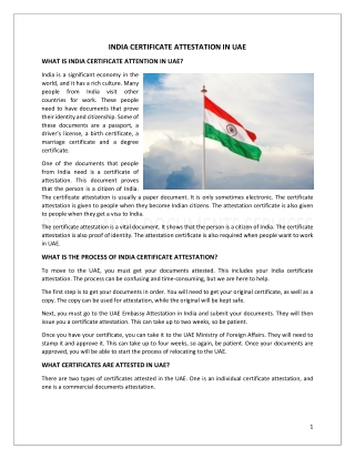 INDIA CERTIFICATE ATTESTATION IN UAE
