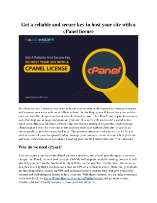 Get a reliable and secure key to host your site with a cPanel license