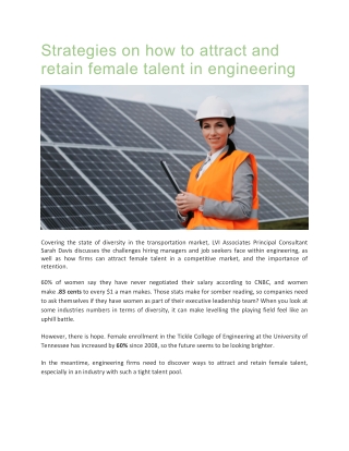 How to Attract and Retain Female Talent - LVI Associates
