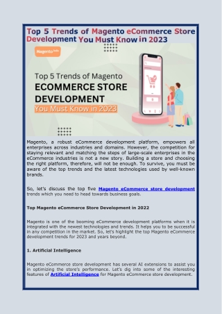 Top 5 Trends of Magento eCommerce Store Development You Must Know in 2023